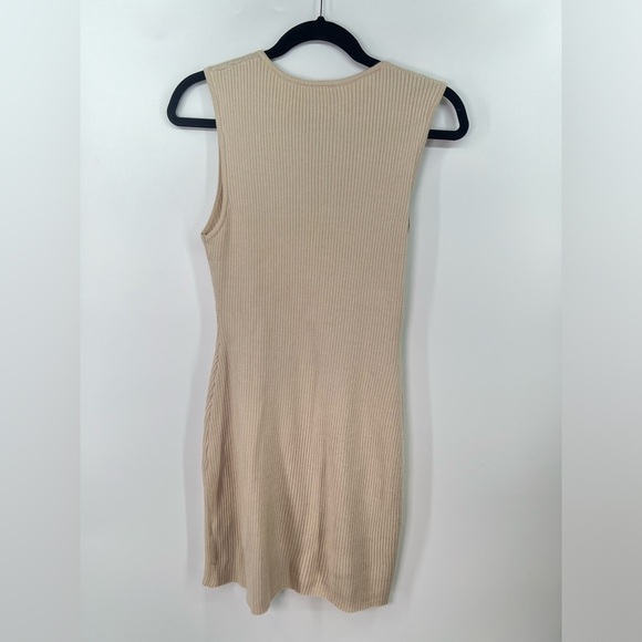 Le Lis Beige Satin Bow Cutout Knit Sleeveless Mini Dress Ribbed M Medium - Picture 7 of 11